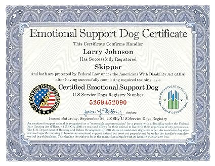 Office Products Free Duplicate Copy Of Your Esa Certificate Customized With You And Your Pets Information And Certificate Date Workingservicedog Com Official Emotional Support Animal Esa Certificate Awards Certificates