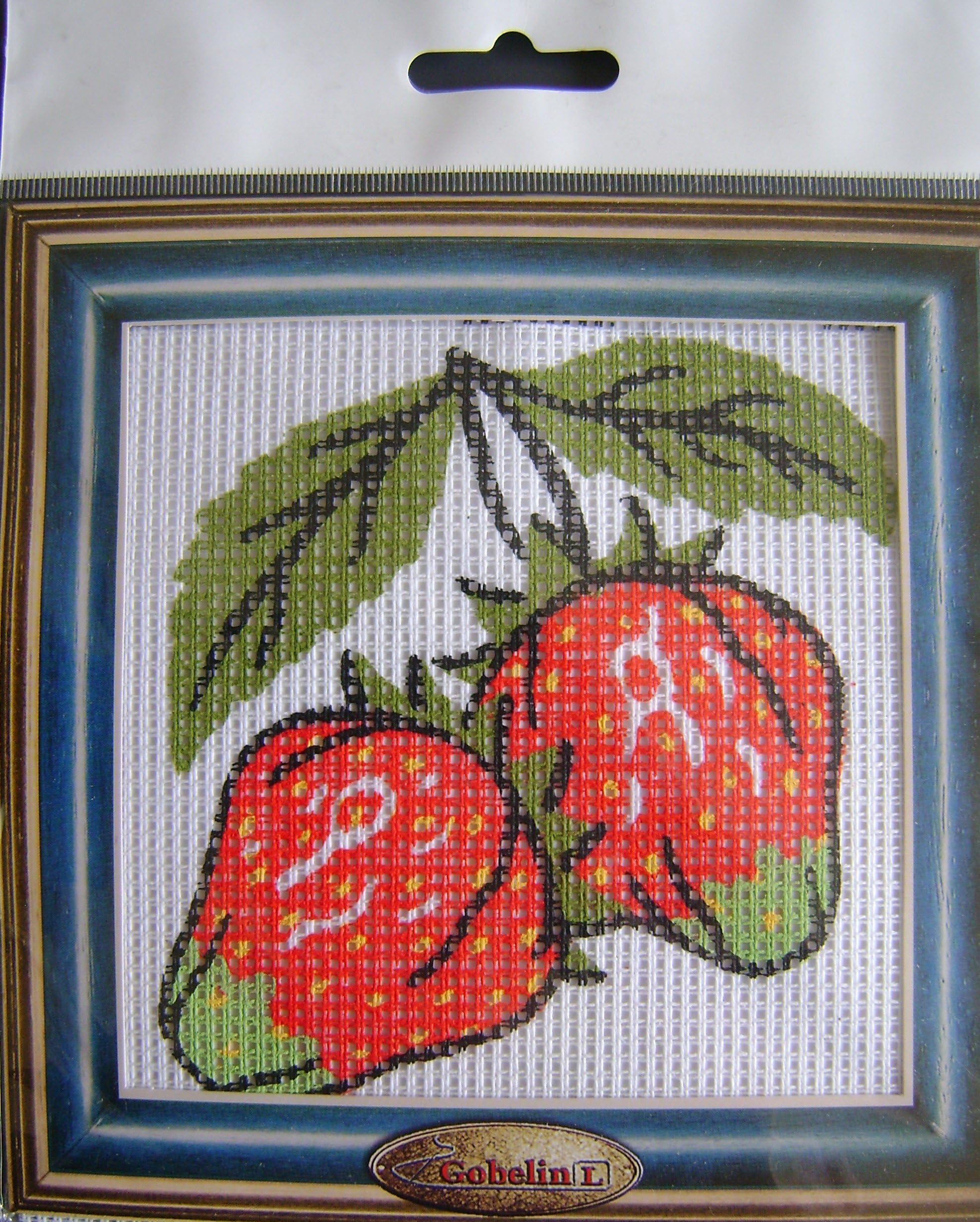 Childrens Easy Printed Canvas Strawberries Cross Stitch Kit - all materials included