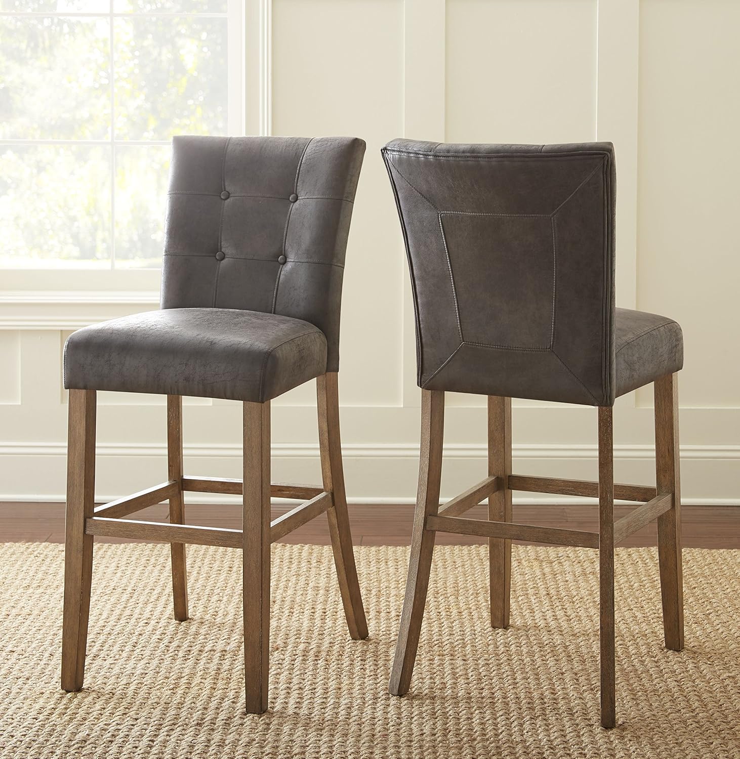 Steve Silver Debby 30" Tufted Bar Stool in Bomber Gray