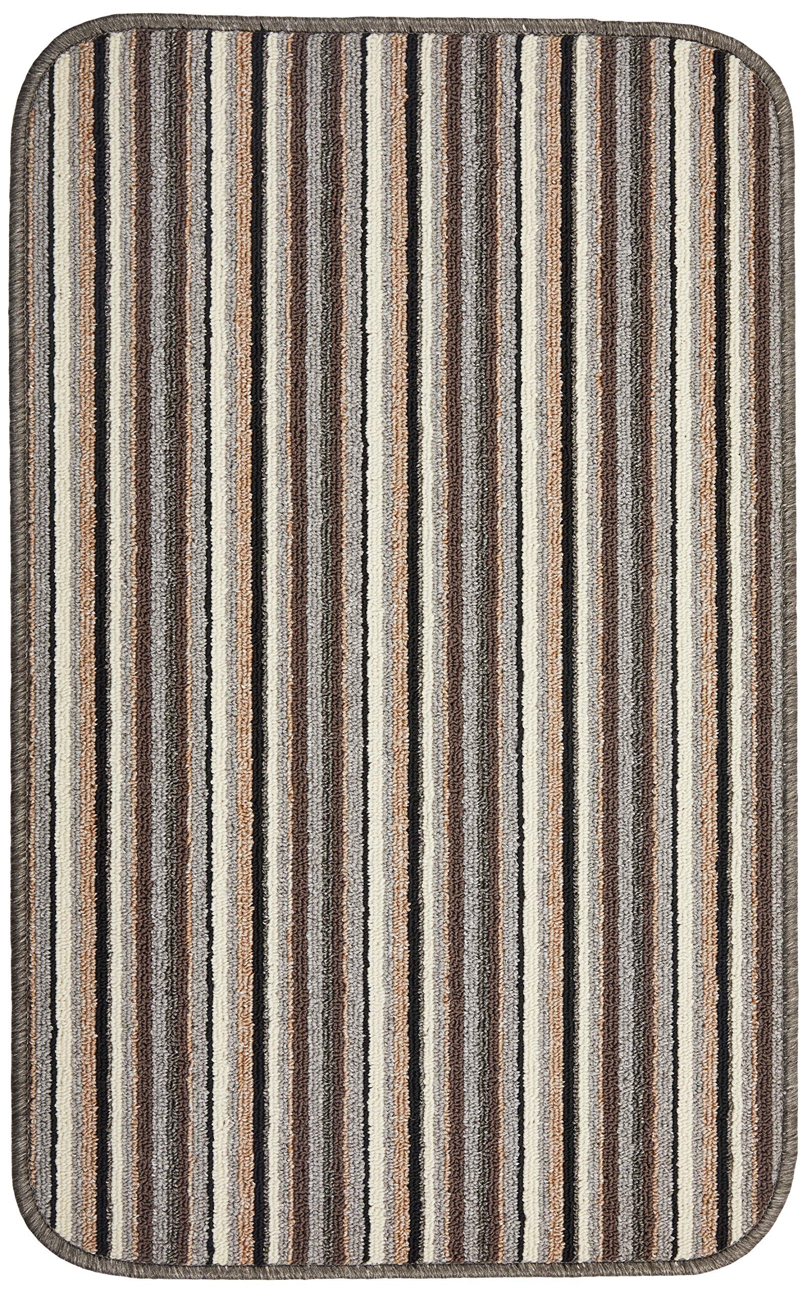 Dandy by William Armes, Ios Stripe Indoor Washable Rug, Silver, 80 x 50
