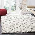 Safavieh Hudson Shag Collection SGH282A Ivory and Grey Moroccan Geometric Quatrefoil Area Rug (4' x 6')