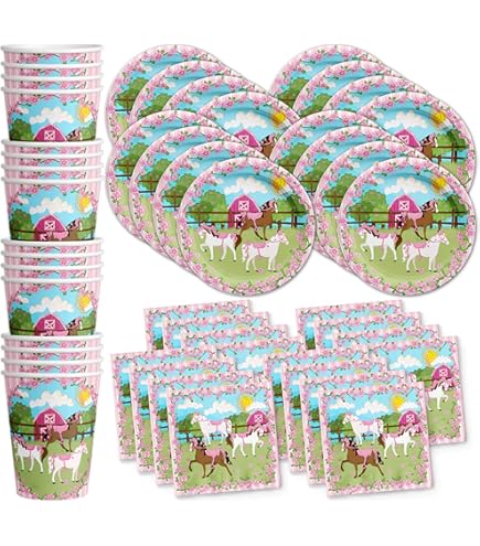Wild Horses Birthday Party Supplies Pack – Horse & Pony Themed Plates & Napkins For 16 Guests - View #6