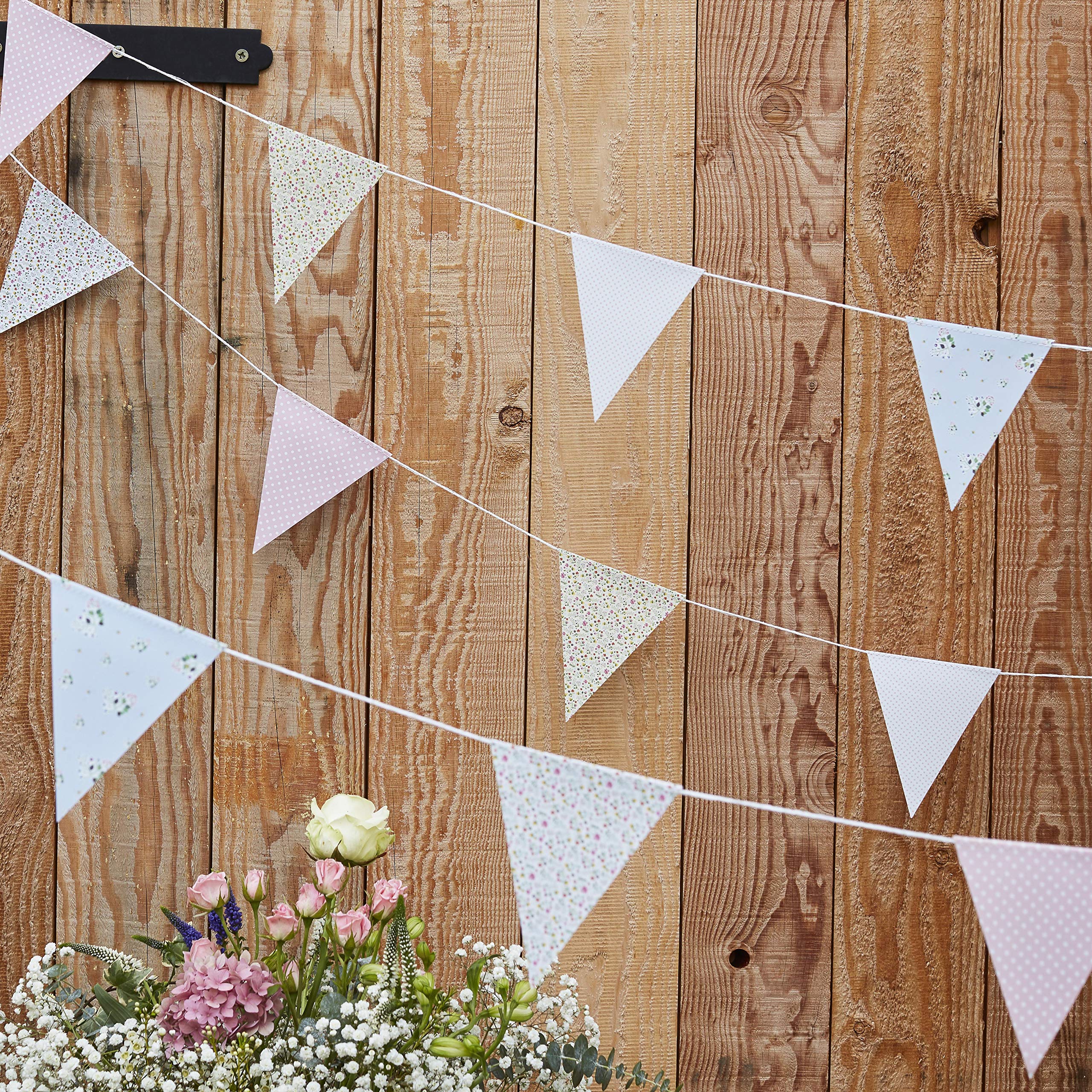 Ginger Ray Vintage Style Floral Print Wedding Bunting - 10m - Rustic Country