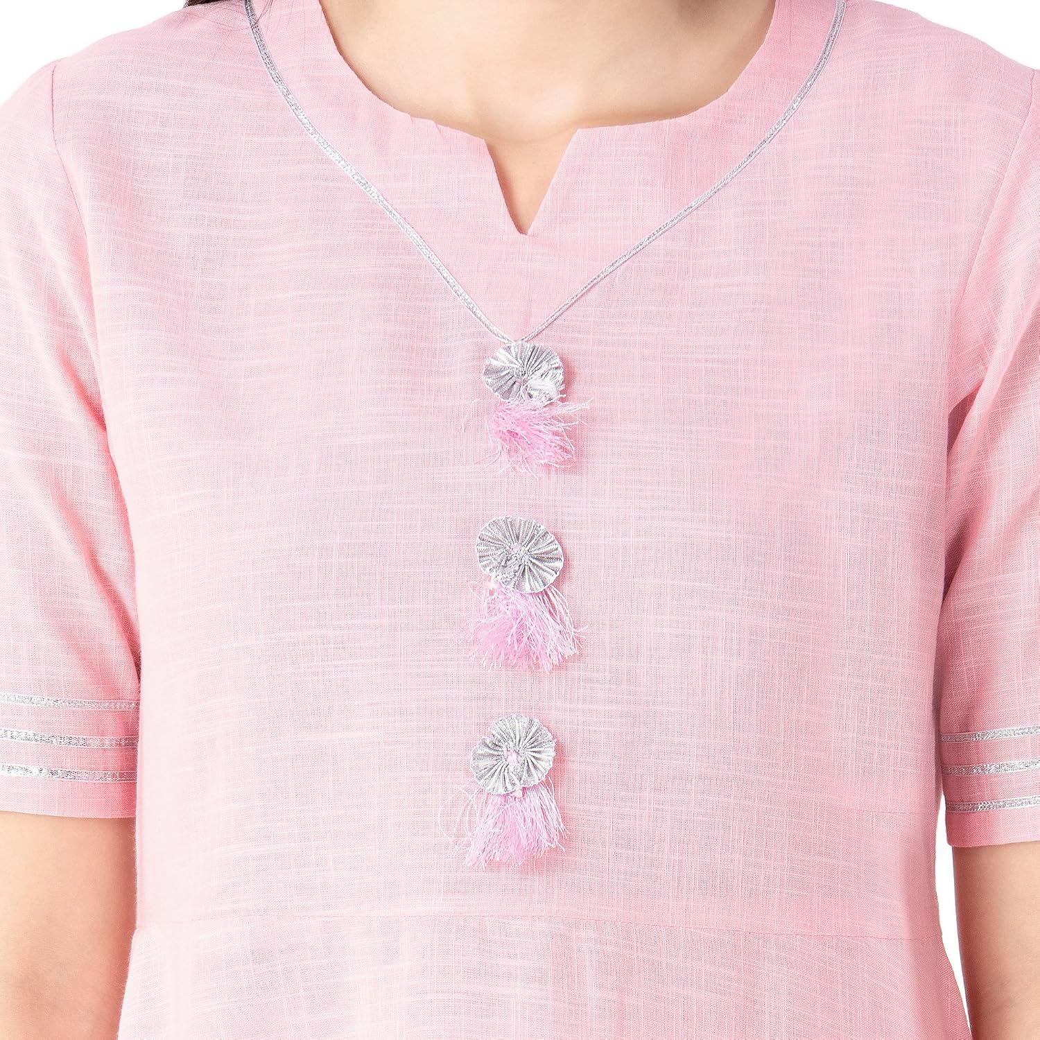 khushal k women's cotton solid kurta with printed palazzo pant set