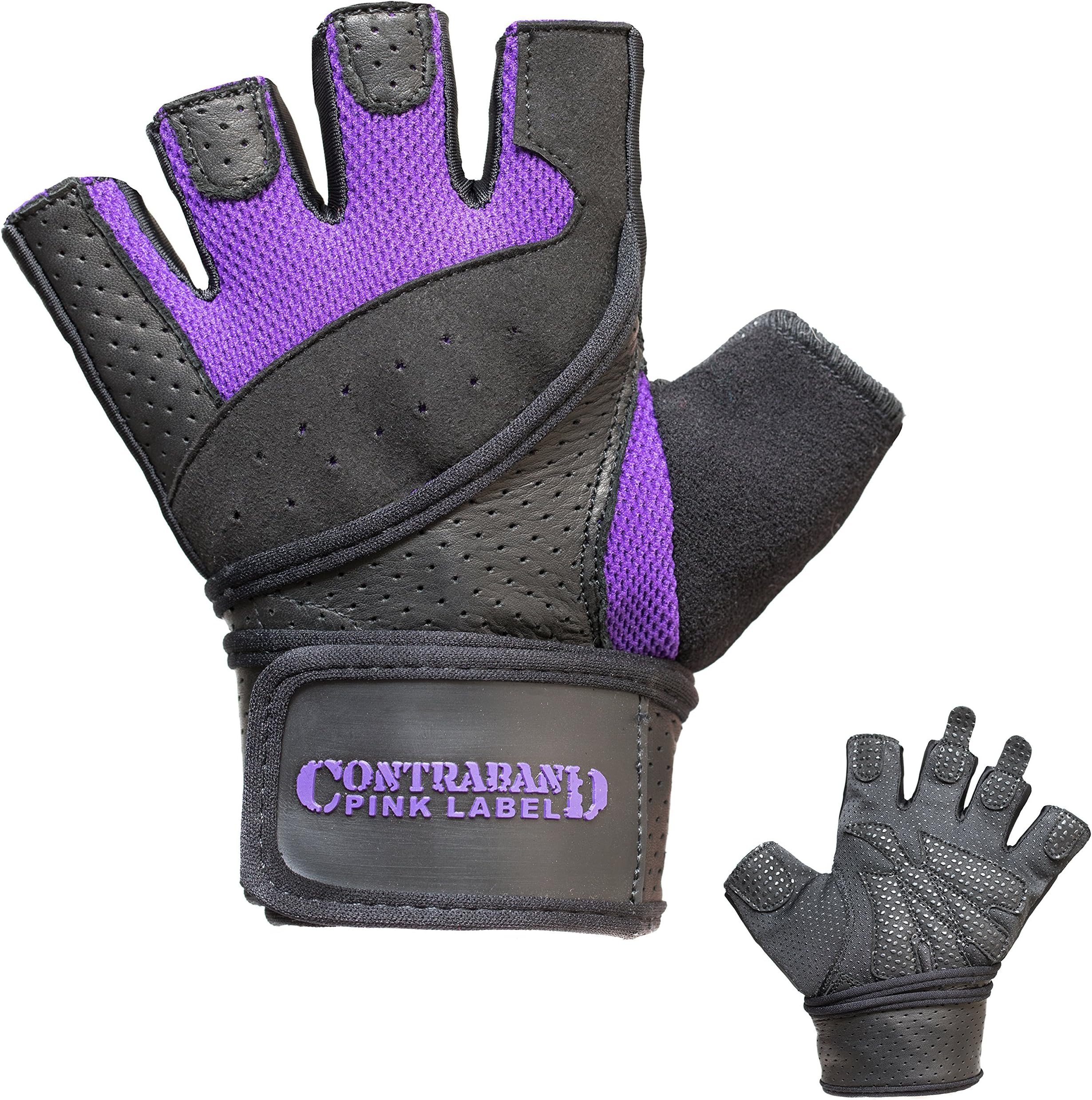 Contraband Pink Label 5737 Womens Padded Wrist Wrap Weight Lifting Gloves w/GripLock Padding (Pair) - Machine Washable Fingerless Workout Gloves w/Wrist Support Designed for Women