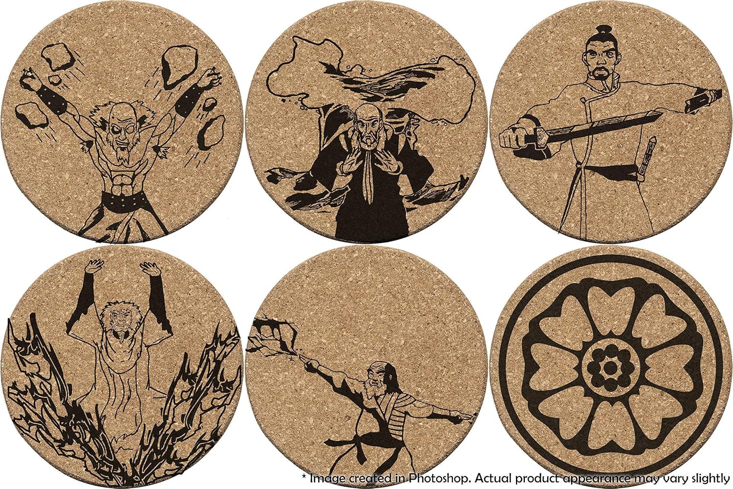 Order Of The White Lotus Avatar The Last Airbender Double Sided Coasters With Symbols Set Of 5 Home Living Drinkware Puhlsphotography Com