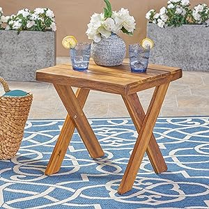 Christopher Knight Home 304414 Irene Outdoor Acacia Wood Side Table, Teak, Sandblast Finish