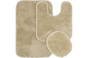 Garland Rug Finest Luxury Beige Linen 3-Piece Set Ultra Plush Washable Bath Rug Set - Soft, Absorbent, And Stylish For Your Bathroom