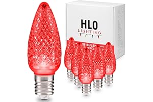 HLO Lighting Set of 25 Red C9 Faceted LED Christmas Light Bulbs for Indoor & Outdoor Use | Durable Replacement Bulb