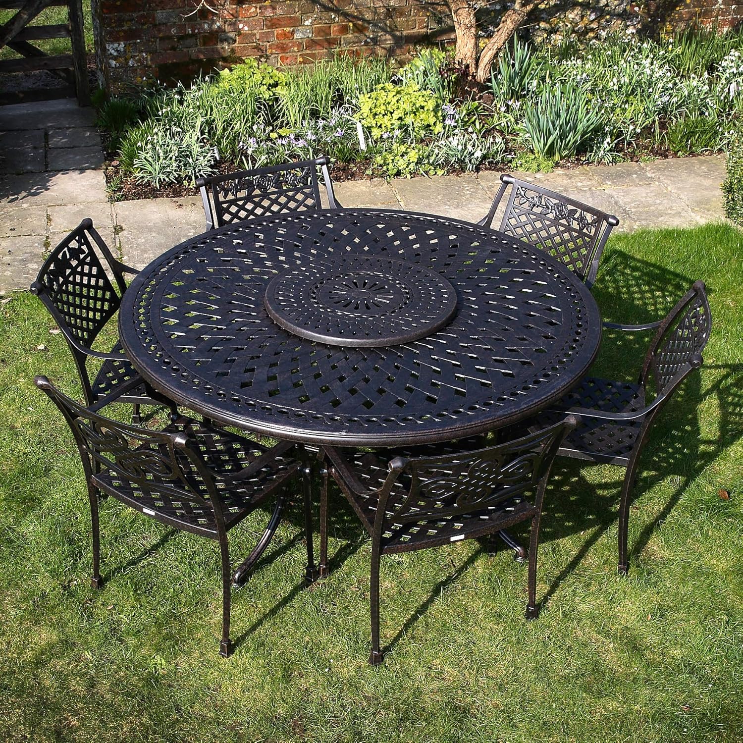 Lazy Susan - FRANCES 150 cm Runder Gartentisch mit 6 ...