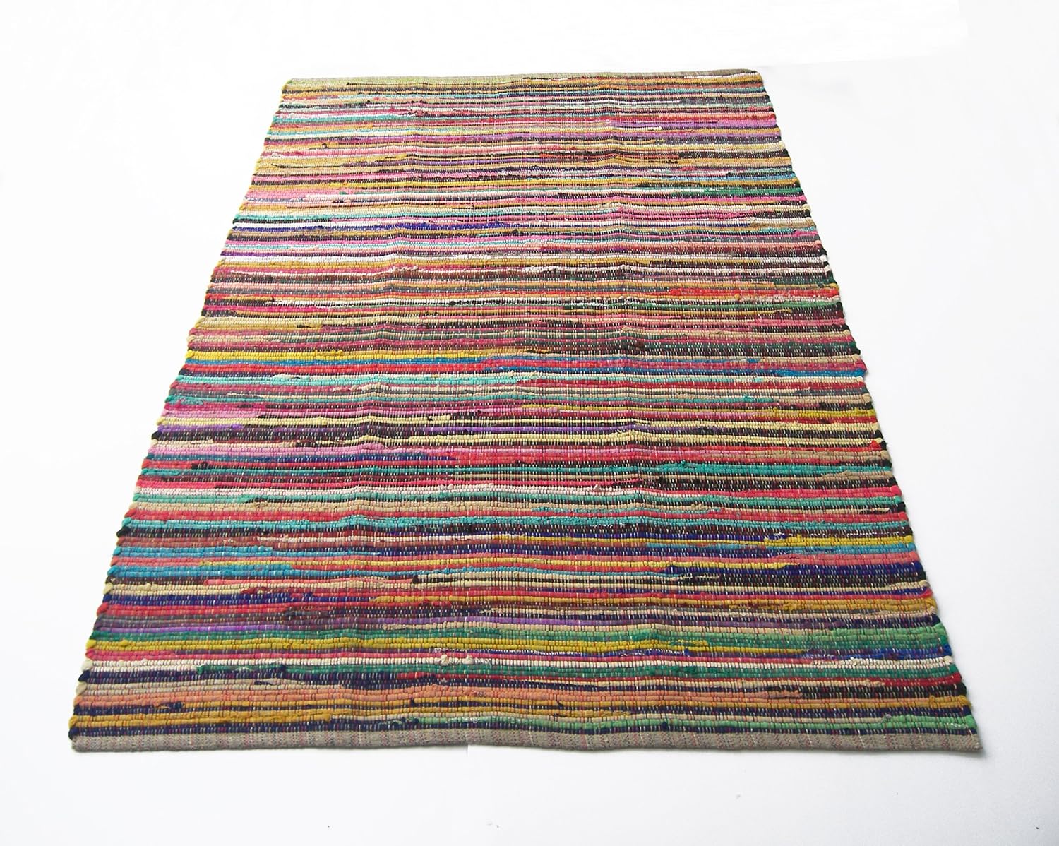 Eco friendly 100% recycled cotton colorful chindi area rug - 8'X10'