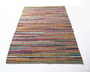 Eco friendly 100% recycled cotton colorful chindi area rug - 8'X10'
