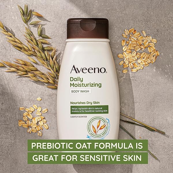 AVEENO DAILY MOISTURIZING BODY WASH FOR SENSITIVE SKIN + PREBIOTIC OAT, GENTLY CLEANSES, NOURISHES & FEELS MOISTURIZING DRY SKIN, LIGHT FRAGRANCE, REFILL POUCH, 36 FL. OZ