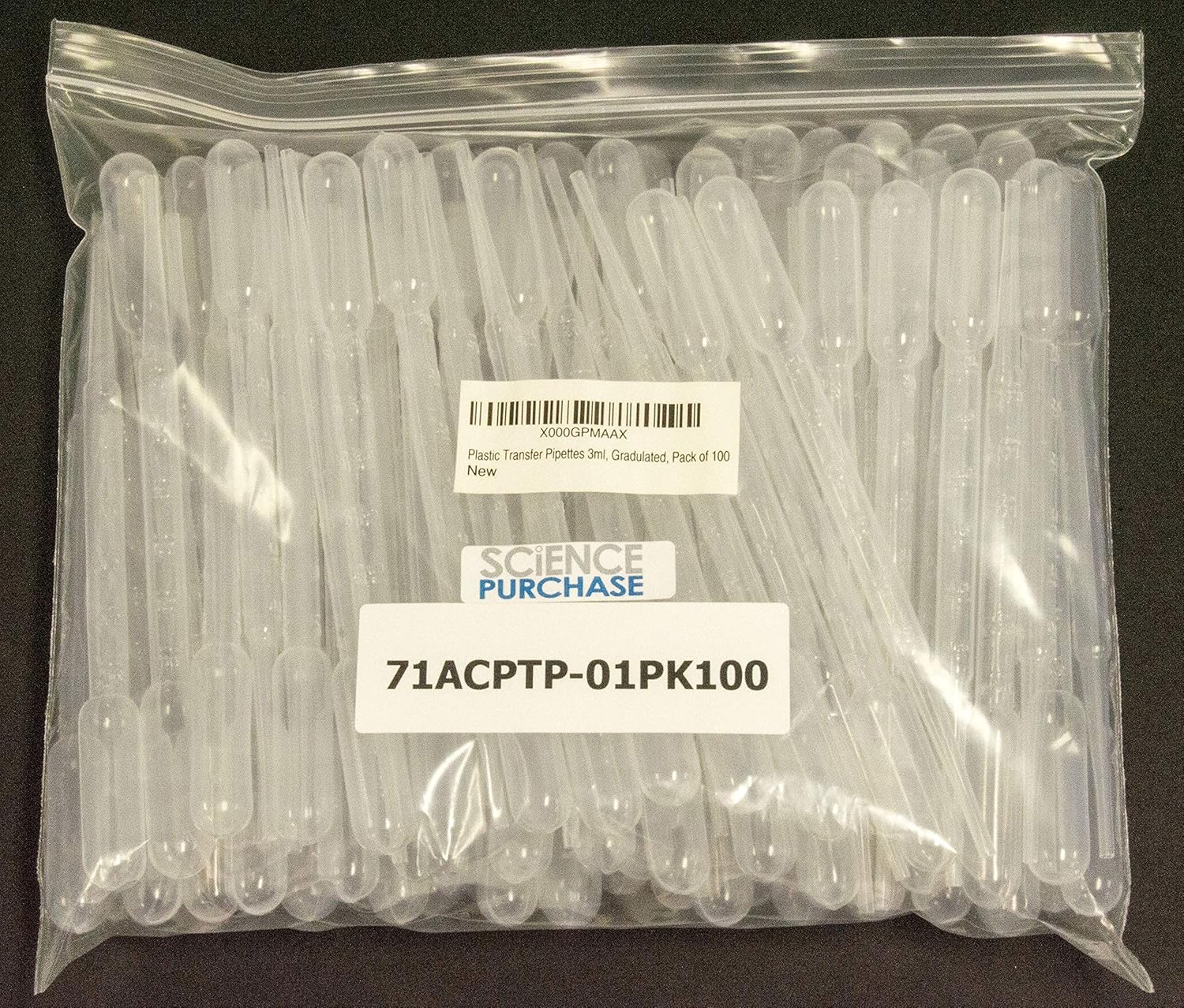 Graduated Pack of 100 Limited Edition Plastic Transfer Pipettes 3ml