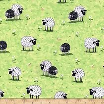 Amazon.com: Susybee Lewe the Ewe Sheep in Meadow Green, Fabric by ...