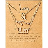 PANTIDE 3Pcs Constellation Zodiac Layer Necklaces for Women Girls, Retro 14K Gold Plated 12 Constellation Pendant Necklace Exquisite Letter Horoscope Old English Zodiac Sign Jewelry Birthday Gift