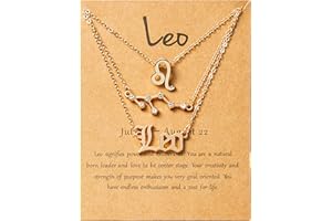 PANTIDE 3Pcs Constellation Zodiac Layer Necklaces for Women Girls, Retro 14K Gold Plated 12 Constellation Pendant Necklace Exquisite Letter Horoscope Old English Zodiac Sign Jewelry Birthday Gift