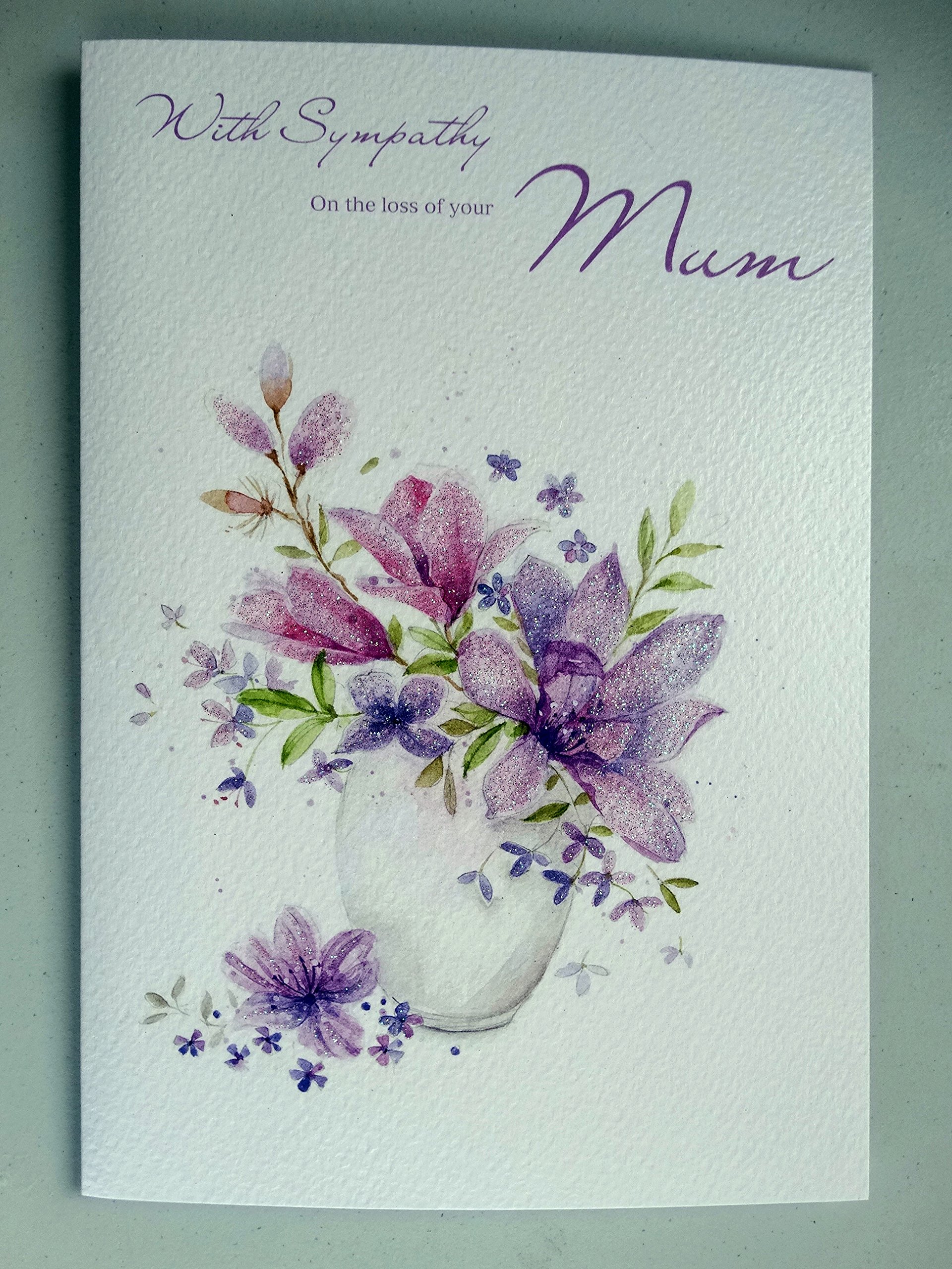 Special Days On The Loss Of Your Mum Vase Flower Design Lovely Verse Sympathy Condolence Card