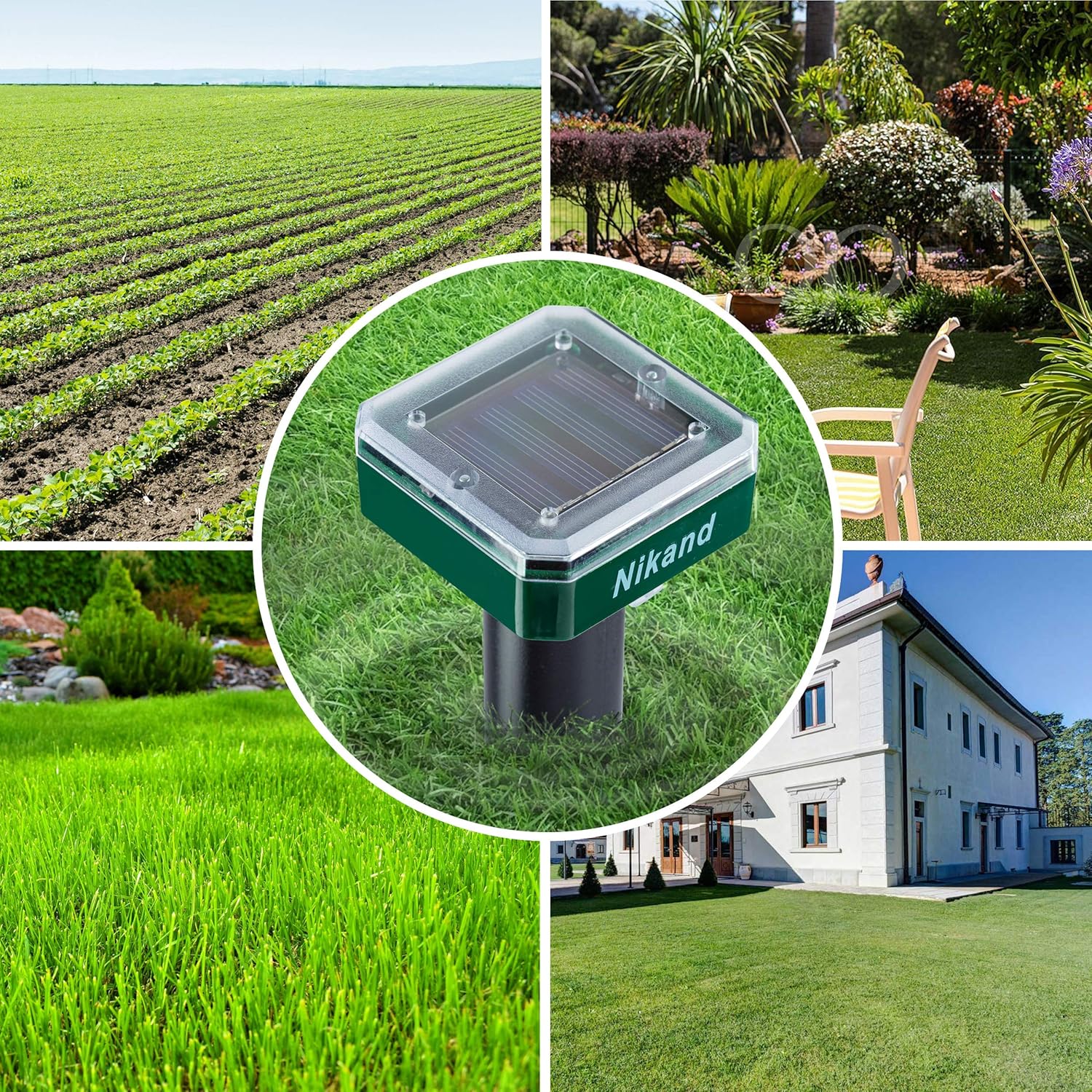 NIKAND Solar Mole Repellent Ultrasonic 4 Pack Outdoor Powered Sonic Deterrent - Mole Stopper Scare Vole for Lawn Garden & Yard Home - Groundhog Repeller Snake Rodent Gopher Spikes Chaser Pest Control: Health & Personal Care