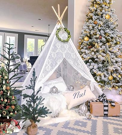 Spitze Tipi Zelt für Kinder Innen Draussen Kinder Spielzelt, Boho Spitze Teepee (150cm hoch)