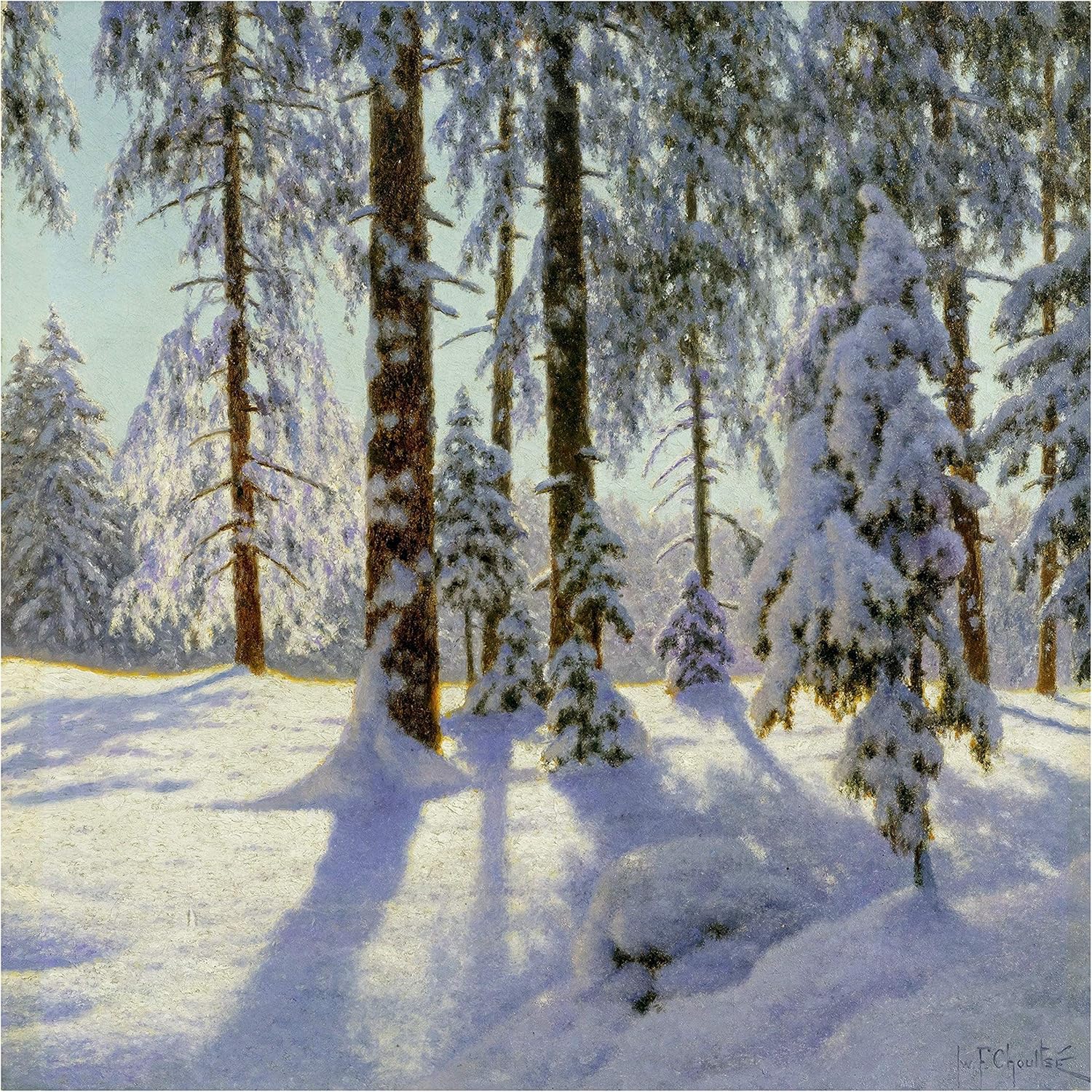 Winter Forest Spruce by I. Choultse Tile Mural Kitchen Backsplash Marble Ceramic
