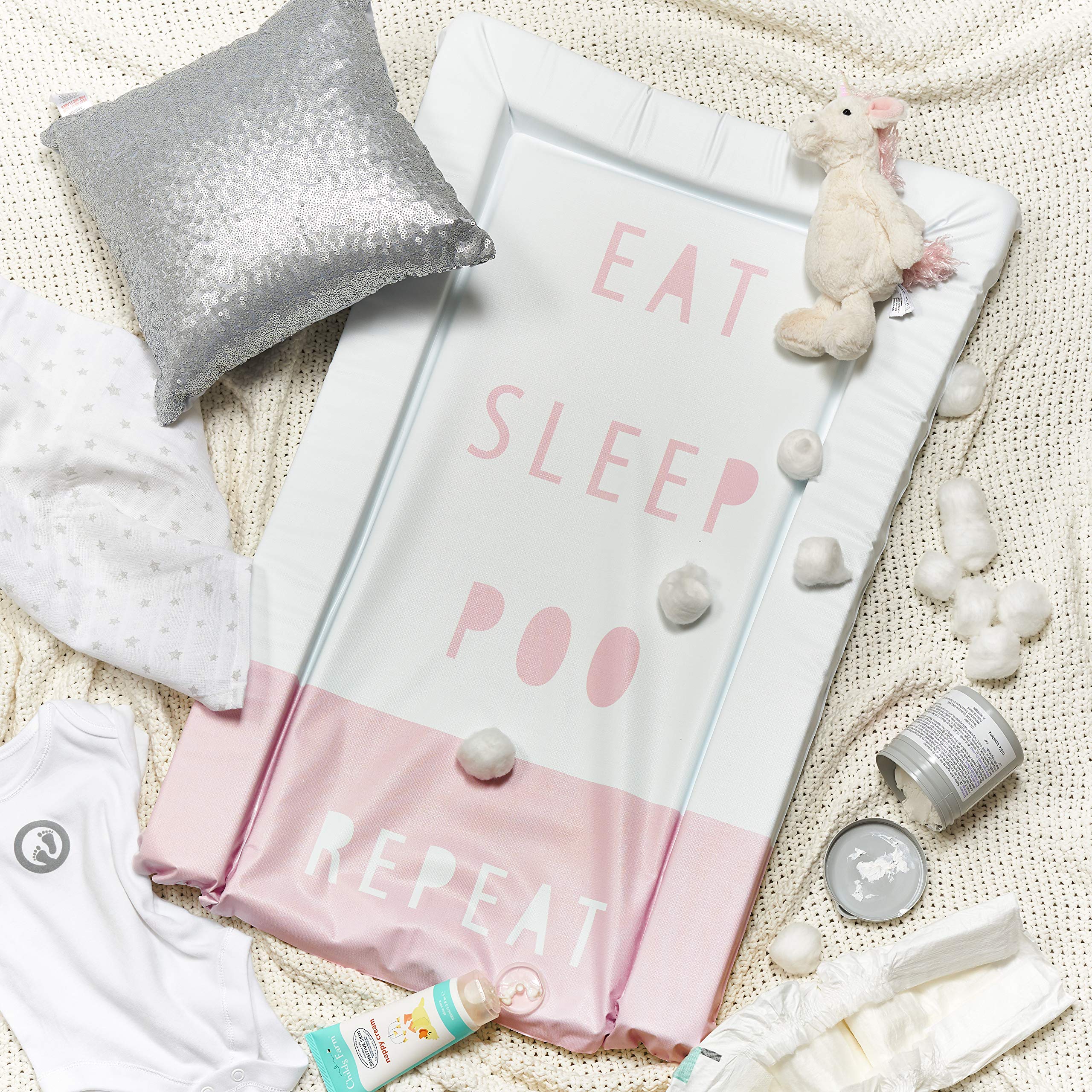 Obaby Changing Mat - Eat Sleep Repeat Pink