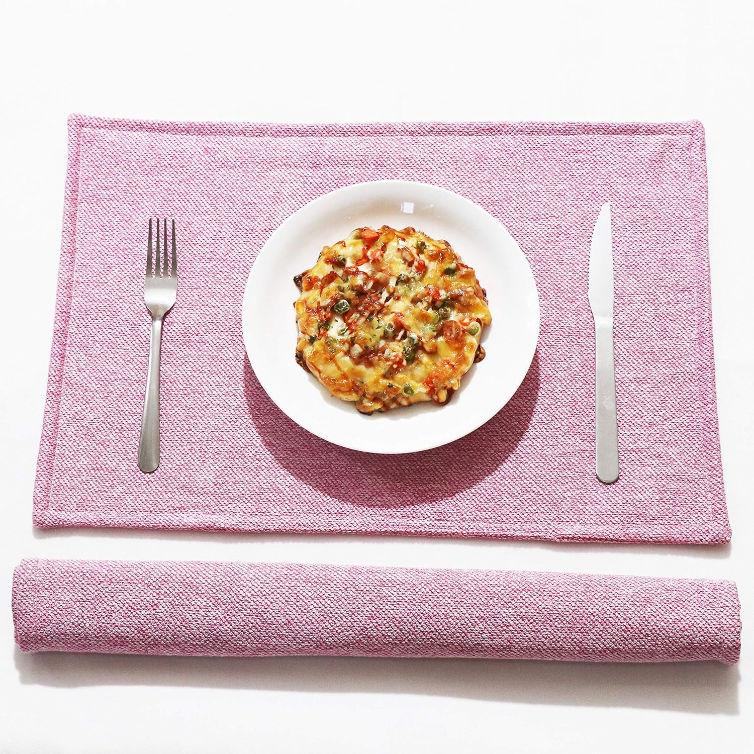 SLOW COW Linen Placemats Heat Resistant Dining Table Place Mats Kitchen Washable Table Mats Set of 2 Pink Mixed Mauve: Home & Kitchen