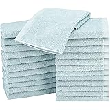 Amazon Basics Fast Drying, Extra Absorbent, Terry Cotton Washcloths, Ice Blue - Pack of 24