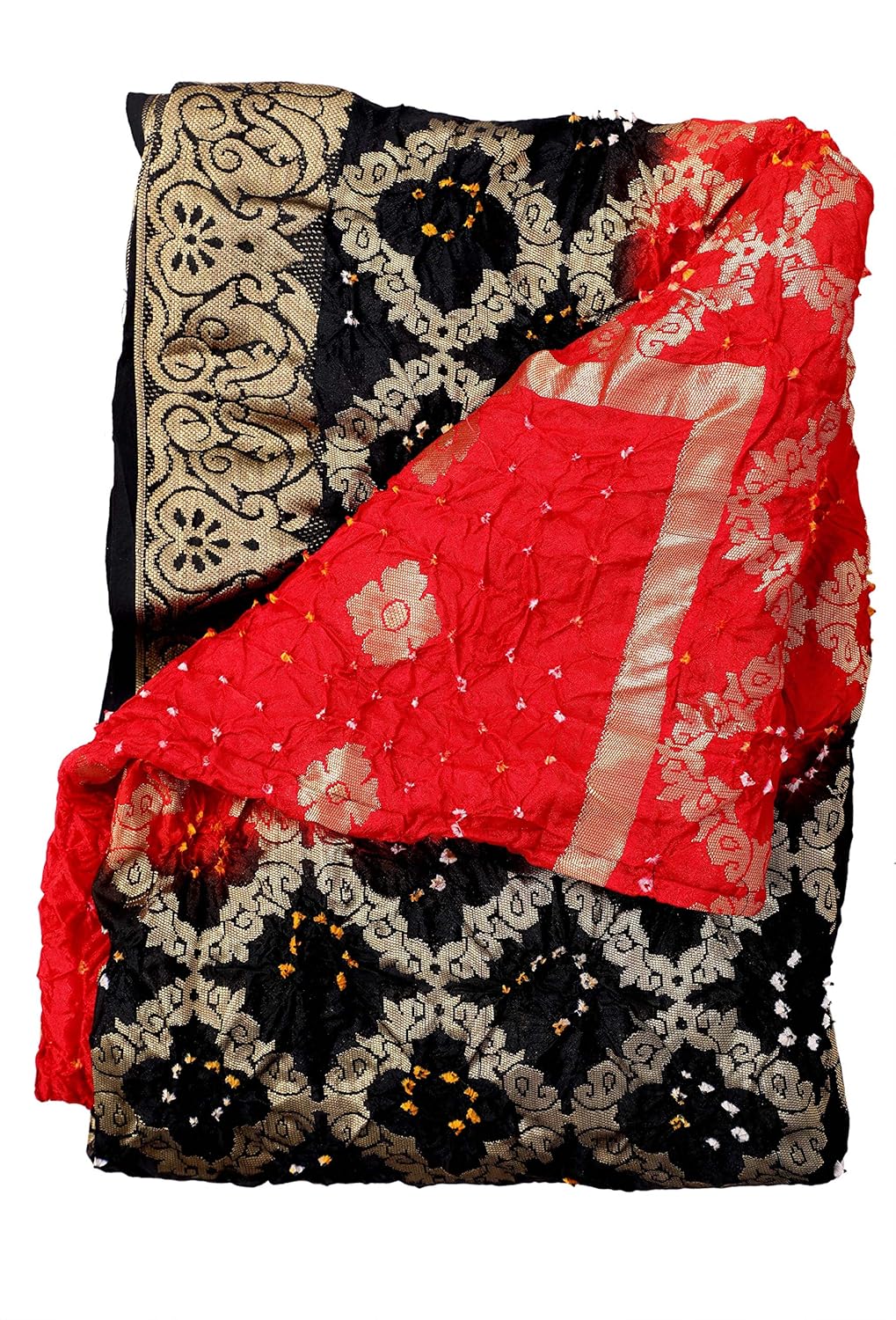 women's weaving bandhani banarasi silk dupatta with zari work