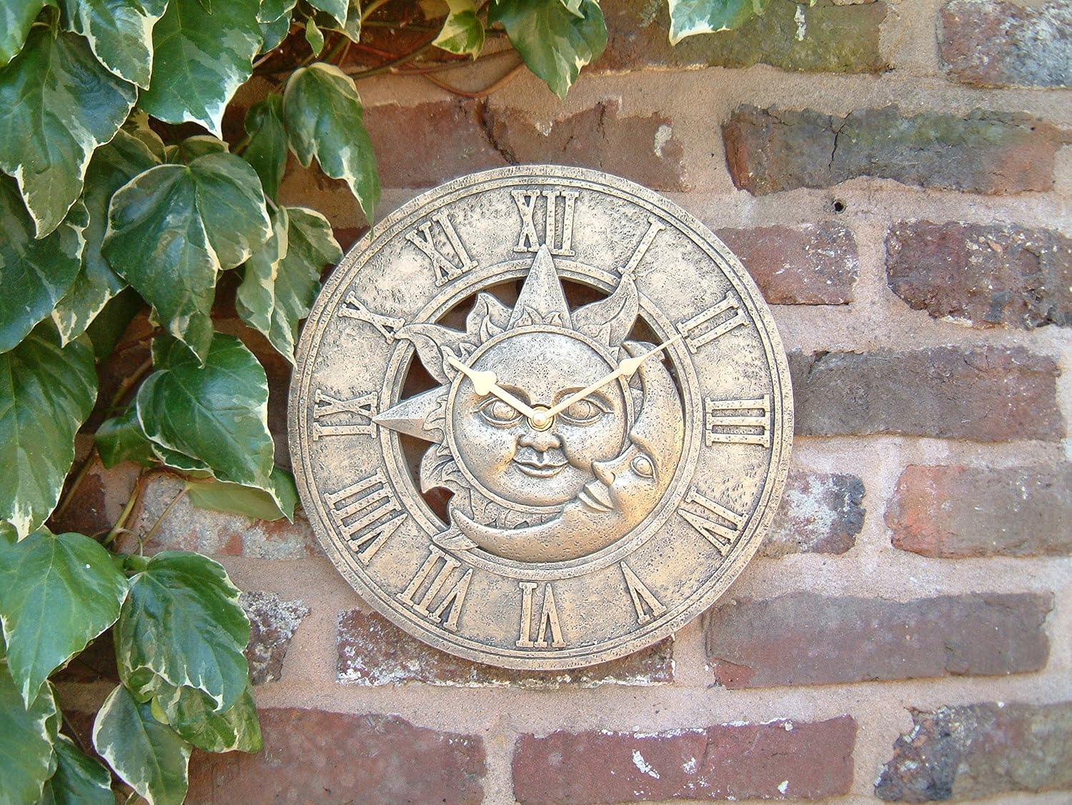 Outdoor indoor Garden Wall Clock 12 inch sun and moon Amazon.co.uk