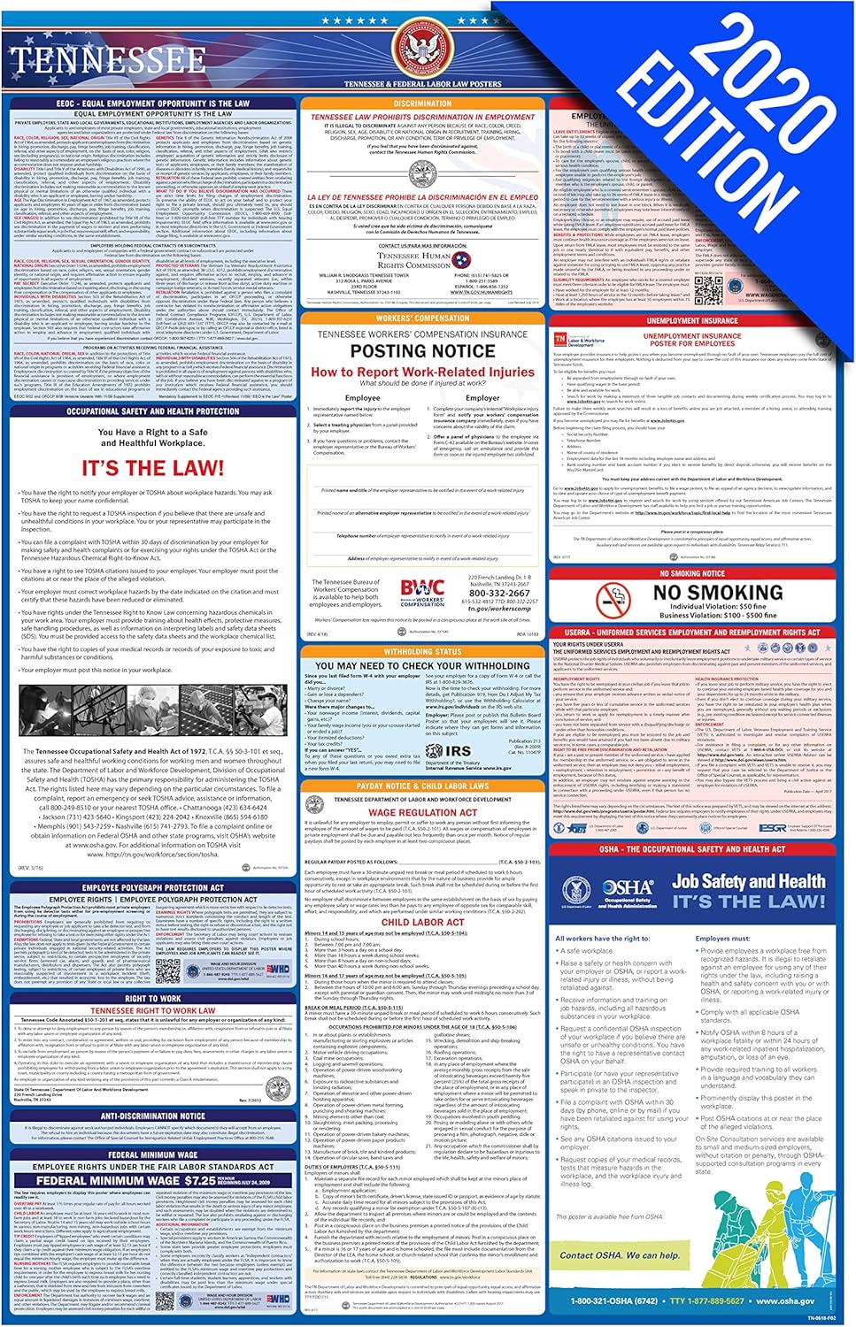 Amazon.com: TN Labor Law Poster, 2020 Edition - State, Federal and OSHA ...