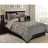 7 Piece REIGN classic flower print Comforter Set- Queen King Cal.King Size (King)