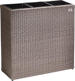 Gartenfreude Pflanzkübel, Raumteiler Polyrattan, 3x Kunststoff-Einsätze, mocca, 76x26x73 cm, 4000-1070-024