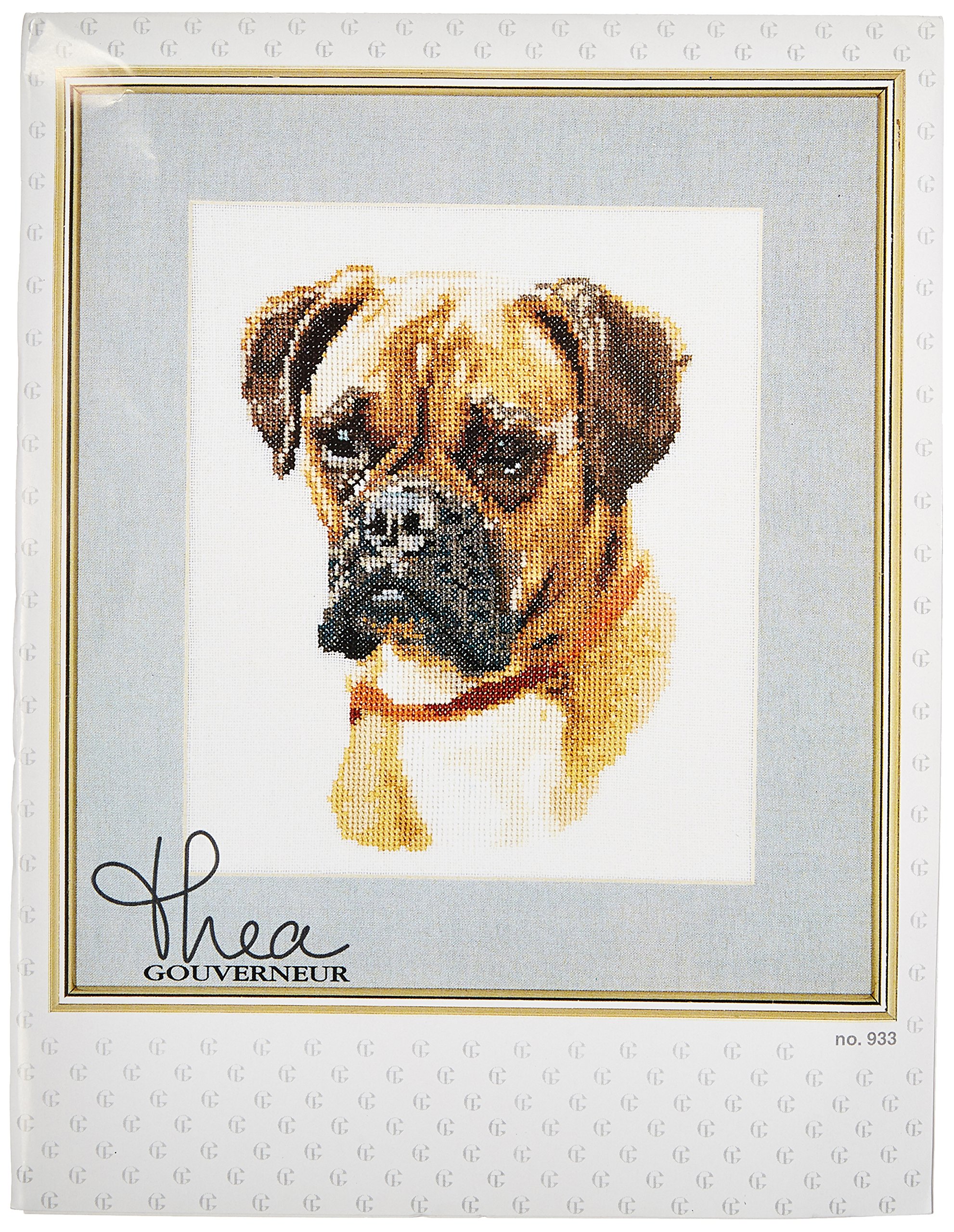 Thea Gouverneur Boxer On Linen Cross Stitch Kit-8.75-inch x 10.625-inch 24 Count, 22x27cm