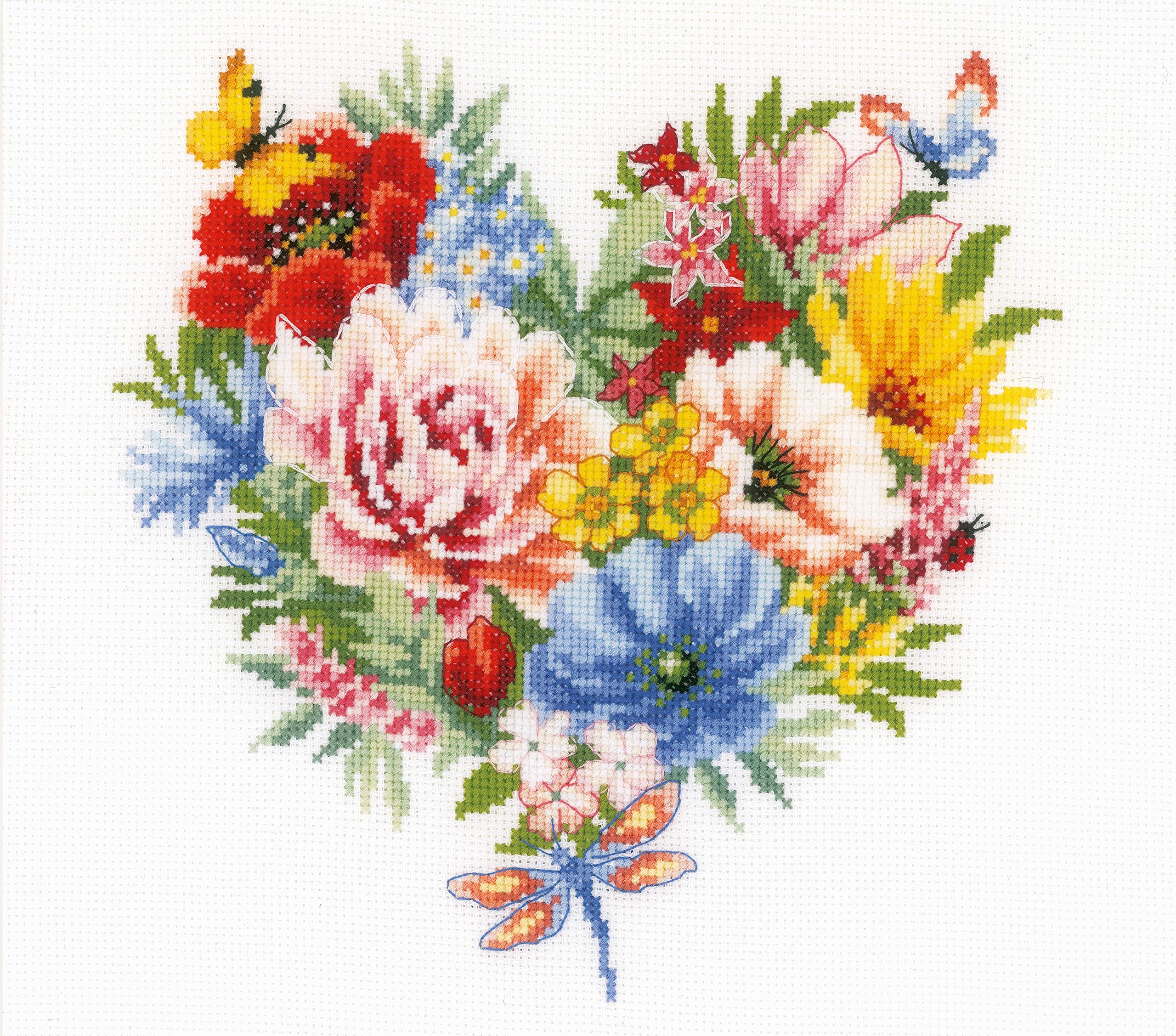 VERVACO (3PL) Cross Stitch, Cotton, Heart of Flowers (14 Count), One Size