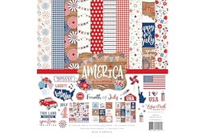 Echo Park Paper Company America Collection Kit paper, red, white, blue 12-x-12-Inch