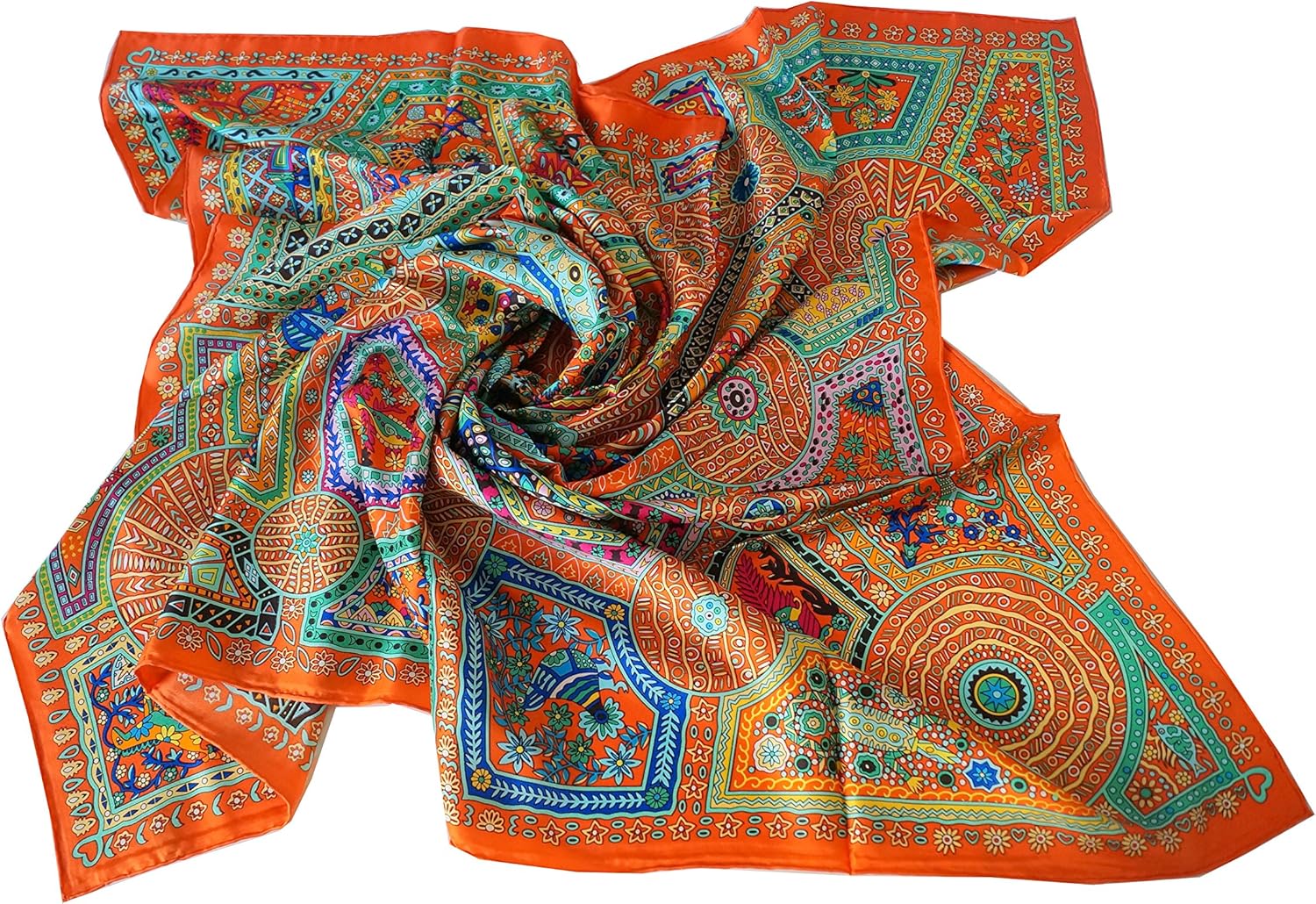 Maschera Africana Antica Foulard Da Donna Sciarpa 100% Seta Di