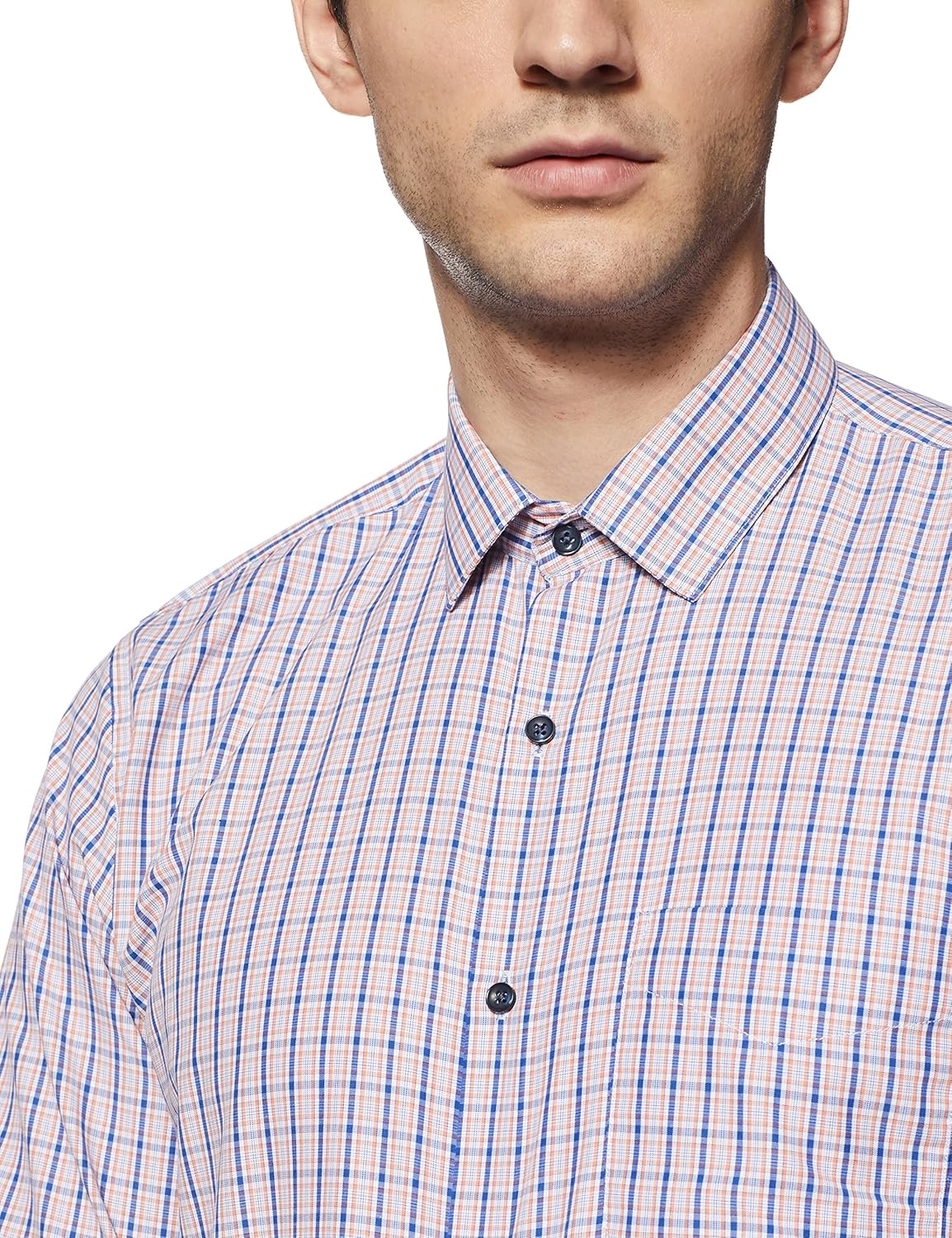 peter england men's checkered slim fit formal shirt