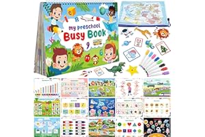 MR.TN Busy Book for Toddlers - Preschool Reading Activity Handwriting Busy Book, Montessori Sensory Learning & Education Toys, Christmas Birthday Travel Gifts for Age 3 4 5 6 Year Old Boys Girls