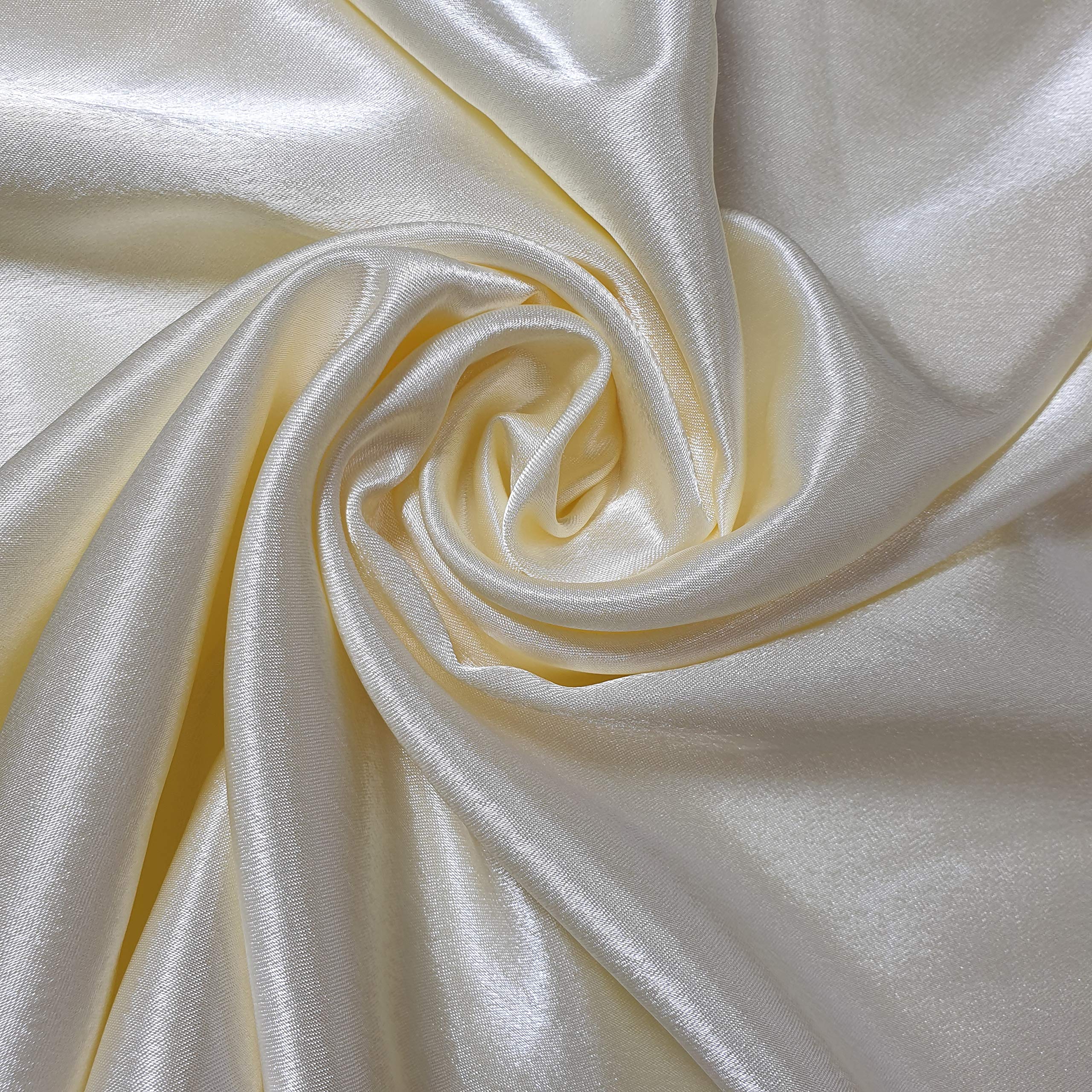 Satin Back Crepe Fabric Polyester Dress Decoration Drape Material 58" (Cream, 5 Meter)