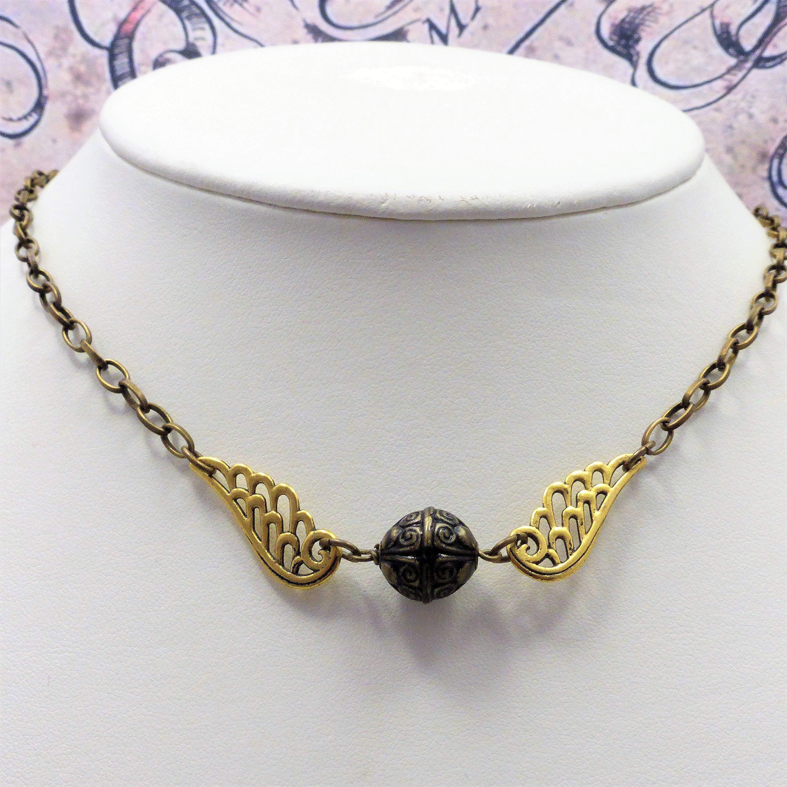 Harry Potter The Golden Snitch Necklace Handmadeby Adorna Jewellery