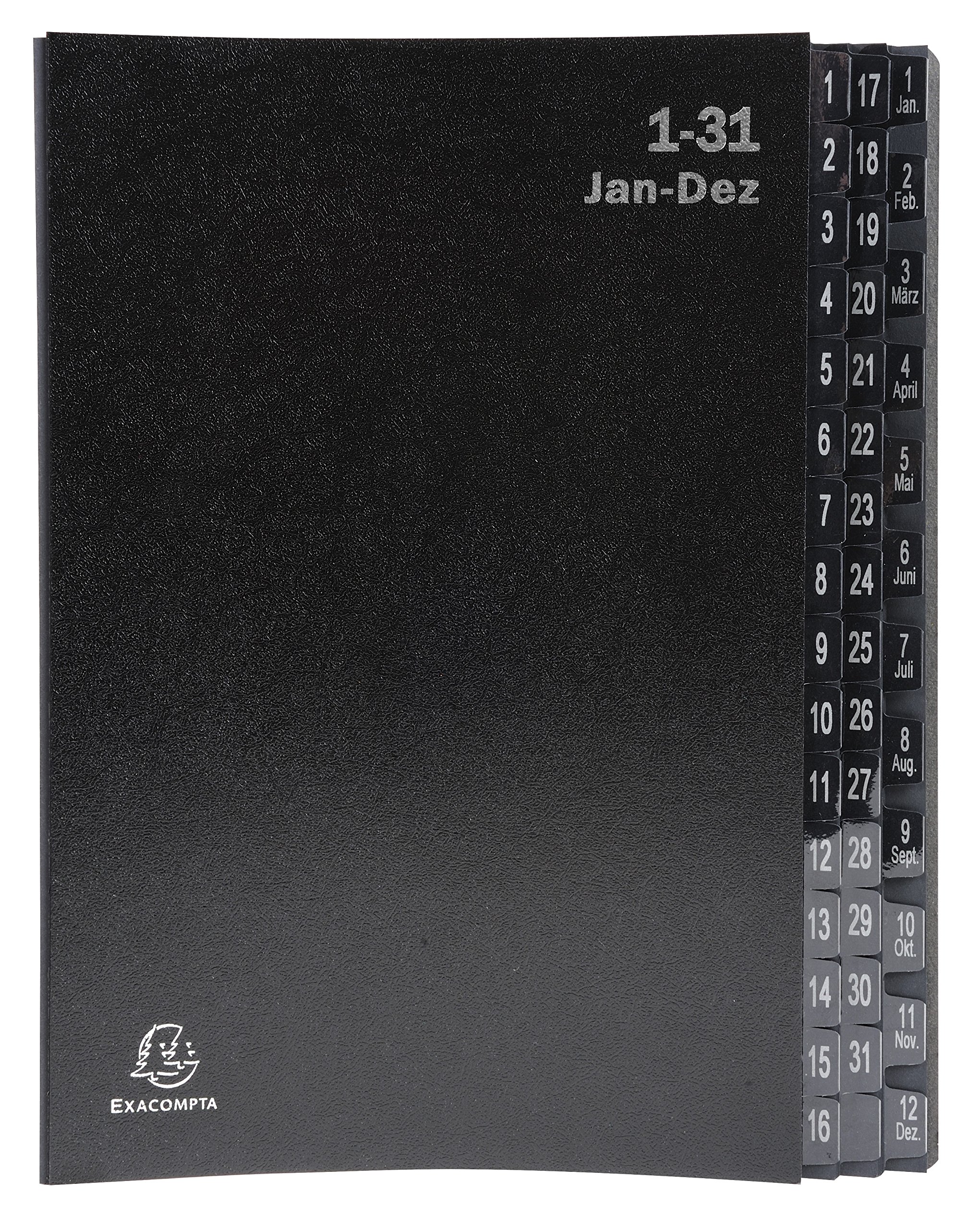 Exacompta - Ref 57044E - Ordonator Multipart File - 250 x 330mm in Size, Suitable for 44 Documents, Expandable Spine - Sections, 1-31 & Jan-Dec - Black