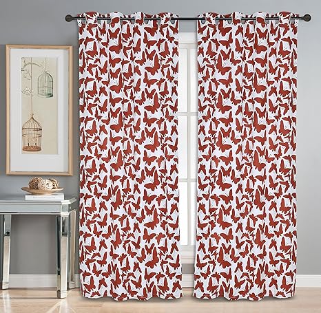 Buy Dekor World 2 Piece Cotton Butterfly Printed Eyelet Curtain