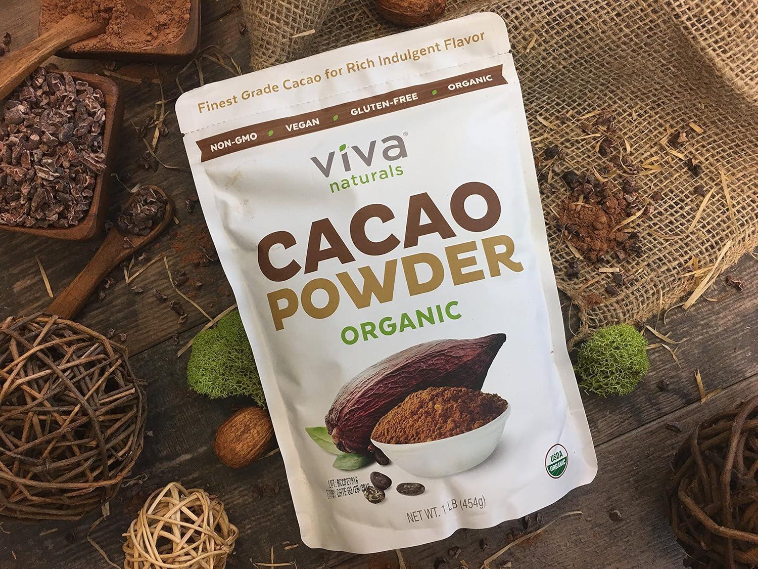 Viva Naturals # 1 Polvo de cacao orgánico certificado de ...