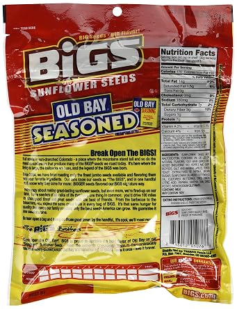 Bigs Old Bay Seasoned Sunflower Seeds 5.35Oz Bag (786173785219)