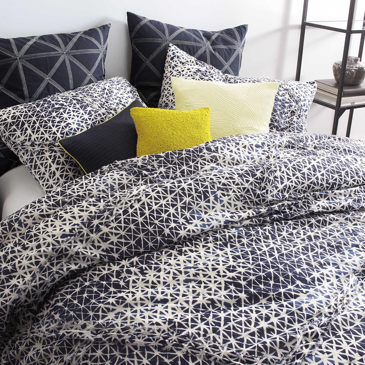 Dkny Gridlock Navy Blue White King Comforter Set Cotton Amazon In