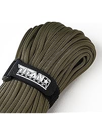 TITAN WarriorCord | 103 FEET, 620 LB. TENSILE STRENGTH | Exceeds MIL-SPEC, Type III 550 Paracord Standards. 7 Strand, 5/32" Diameter, 100% Nylon Military Parachute Cord, with Paracord eBooks.