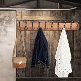 WEBI Coat Rack Wall Mount 98cm Long 10 Hooks Solid Wood Rustic Brown view 4