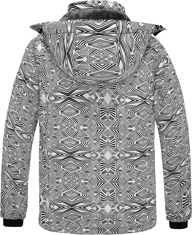 Chaquetas Forro de Vellón Grueso Parka Nieve Hombre Floral Negro L