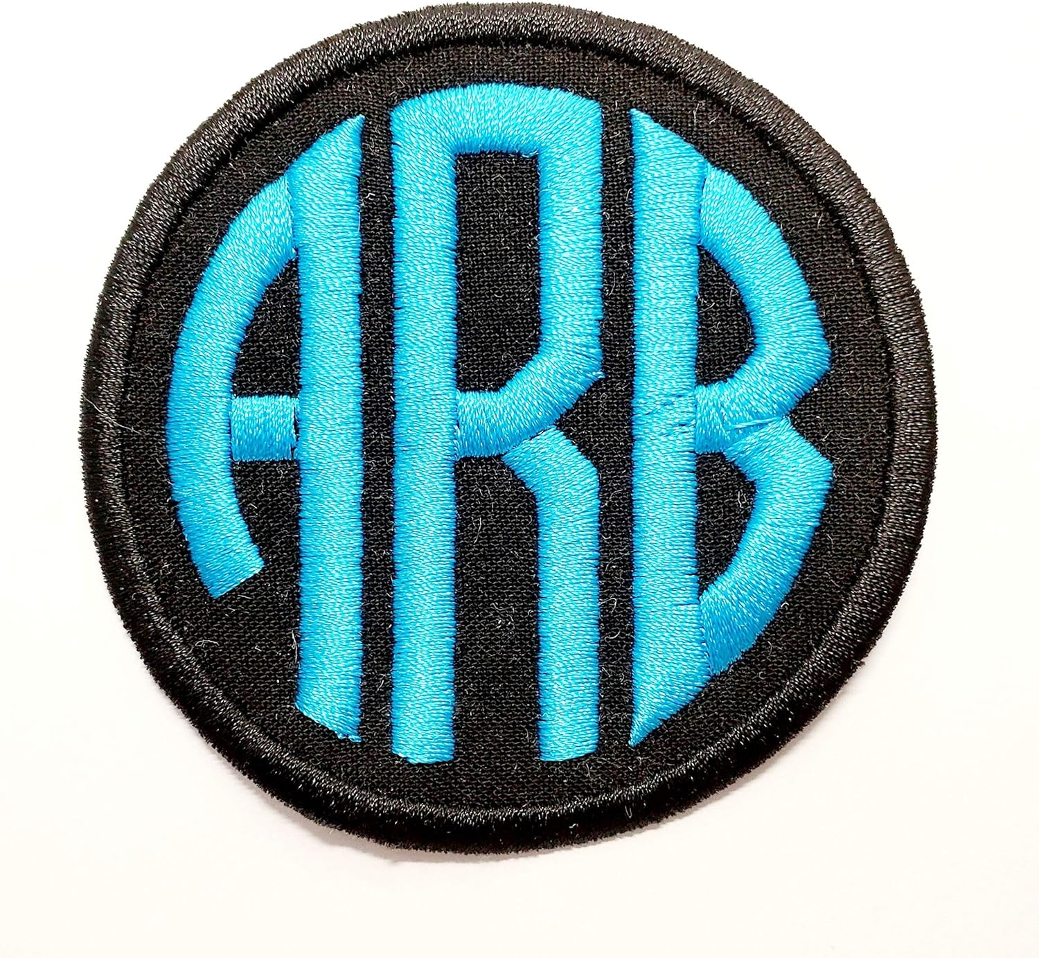 Mixed Media - Monogram Patch Iron-on or Sew-on Applique Embroidered Patch for Uniforms, Backpacks, Christmas Stockings, Wedding, Luggage (Black Patch)